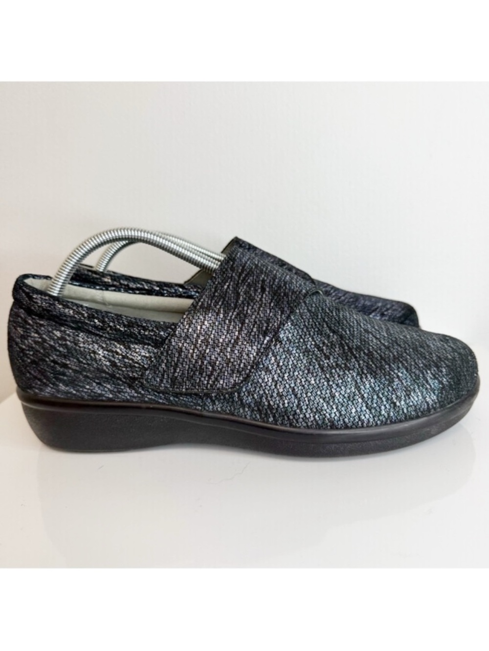 Alegria Lauryn Blue Metallic Leather Comfort Shoe Clog Women's 42 11.5-12 Wide